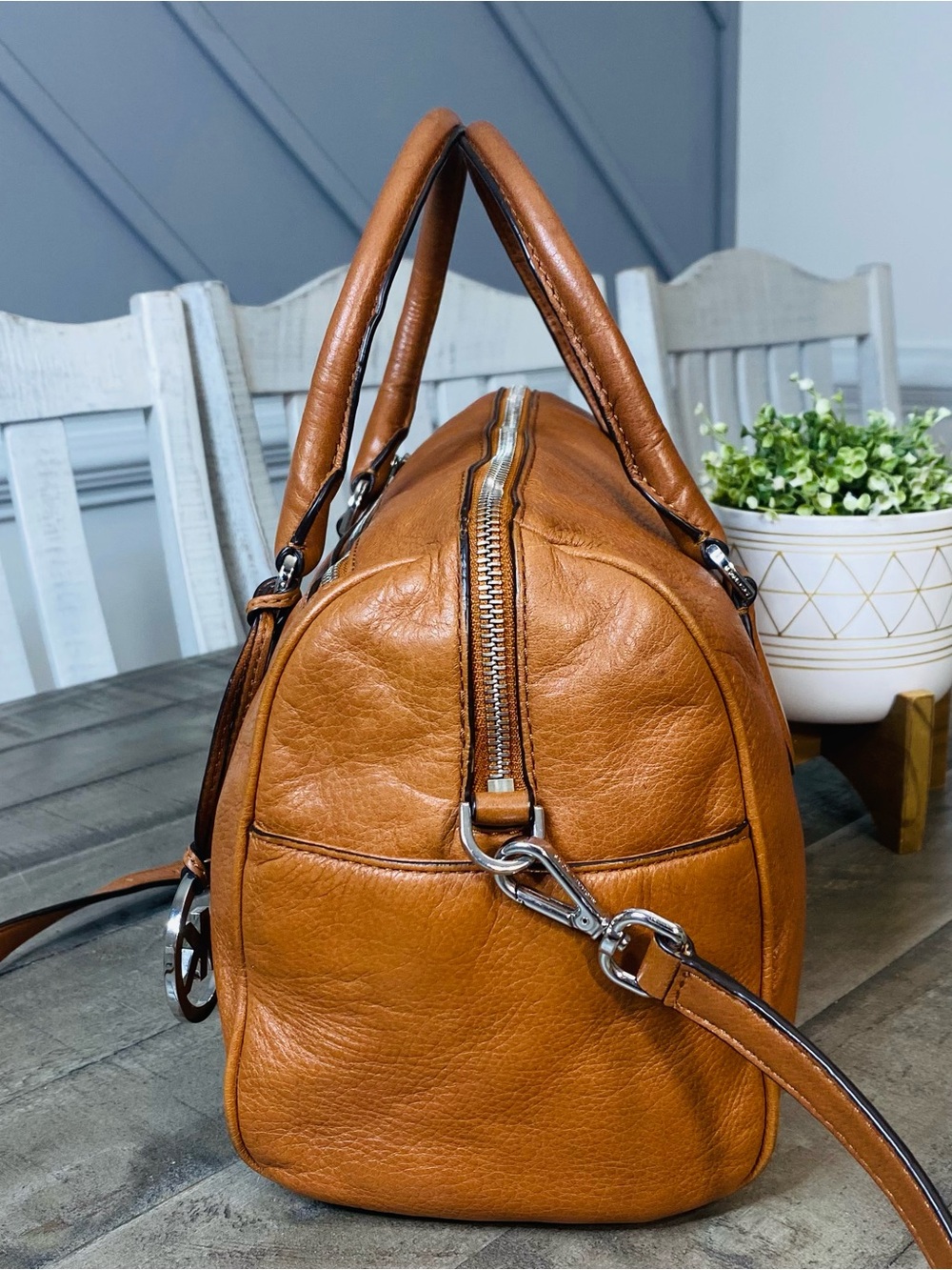 Michael Kors Sophie Large Leather Satchel – Luggage Brown - Picture 3 of 13